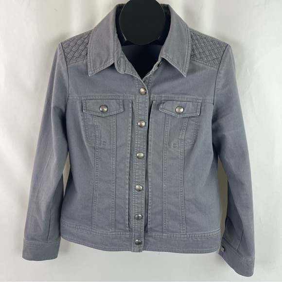 Tribal Jeans Womens Jean Jacket Denim Woven Shoulder Collar Pockets size - Picture 12 of 12